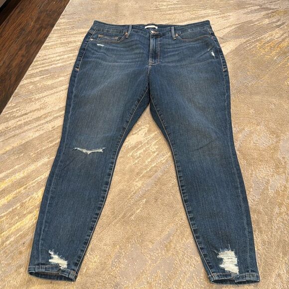 Good American  good waist  skinny jeans sz 16 distressed in EUC - Picture 1 of 8